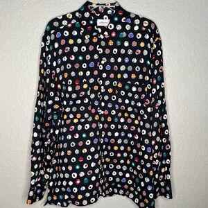 Brioni Mens Italian Black Abstract Polka Dot Button-Up Shirt Sz  Summer vacation